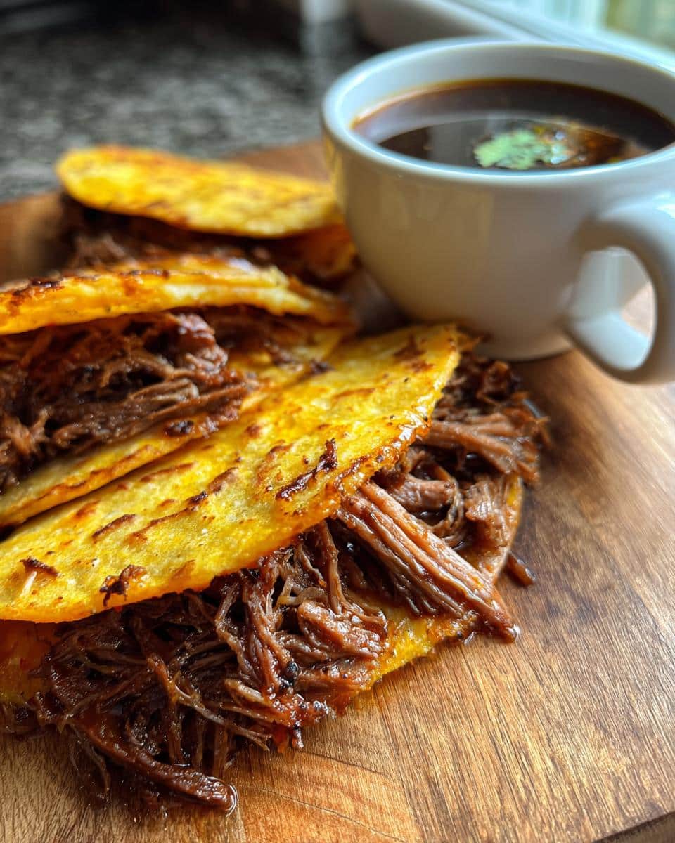 Birria Tacos (from slow-cooked beef) - detail 1
