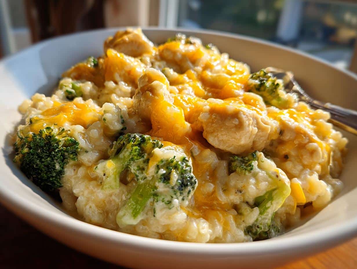 Broccoli Cheddar Chicken and Rice Casserole