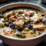Creamy Chicken Poblano Soup with Black Beans