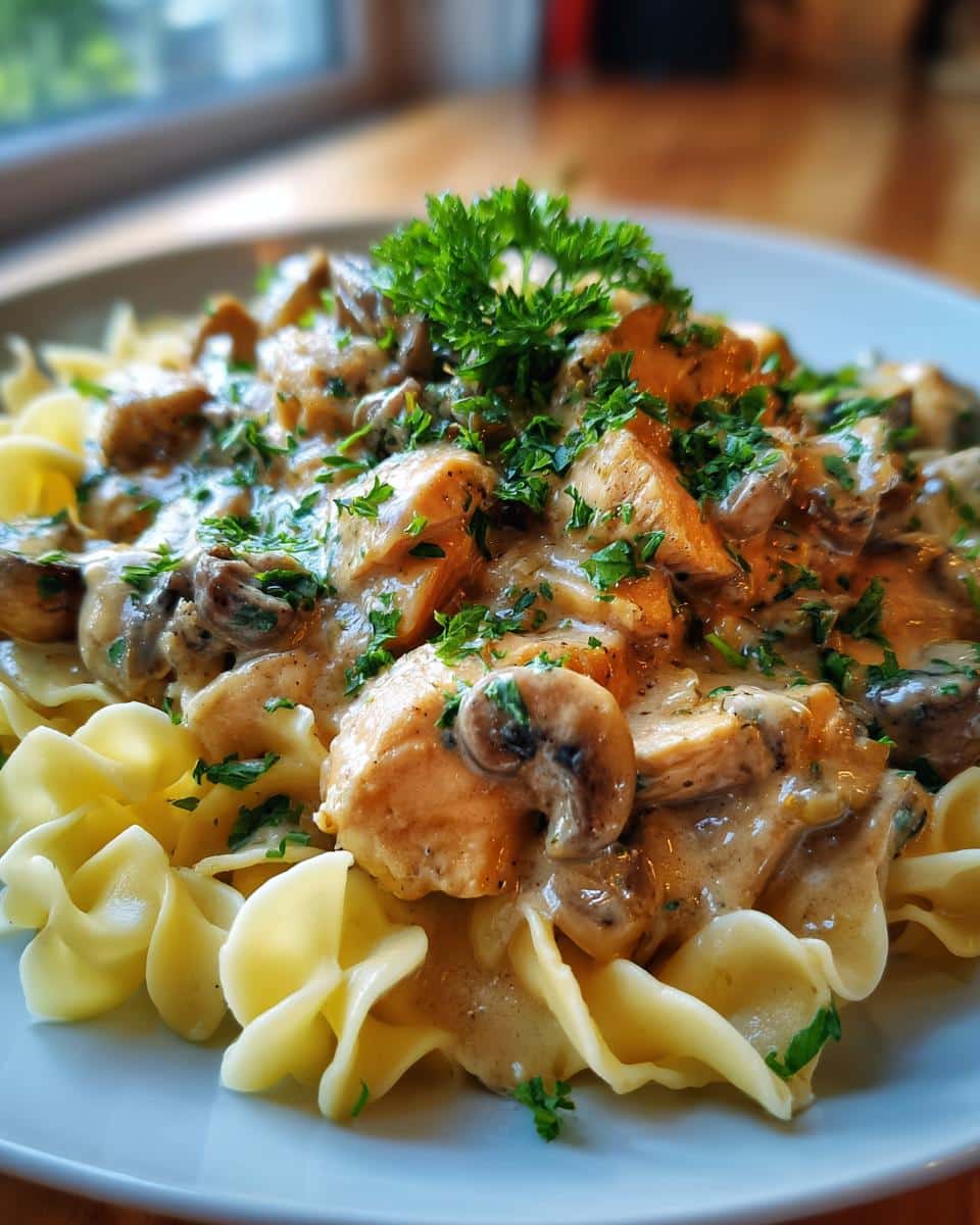 Creamy Chicken Stroganoff with Mushrooms and Egg Noodles - detail 1