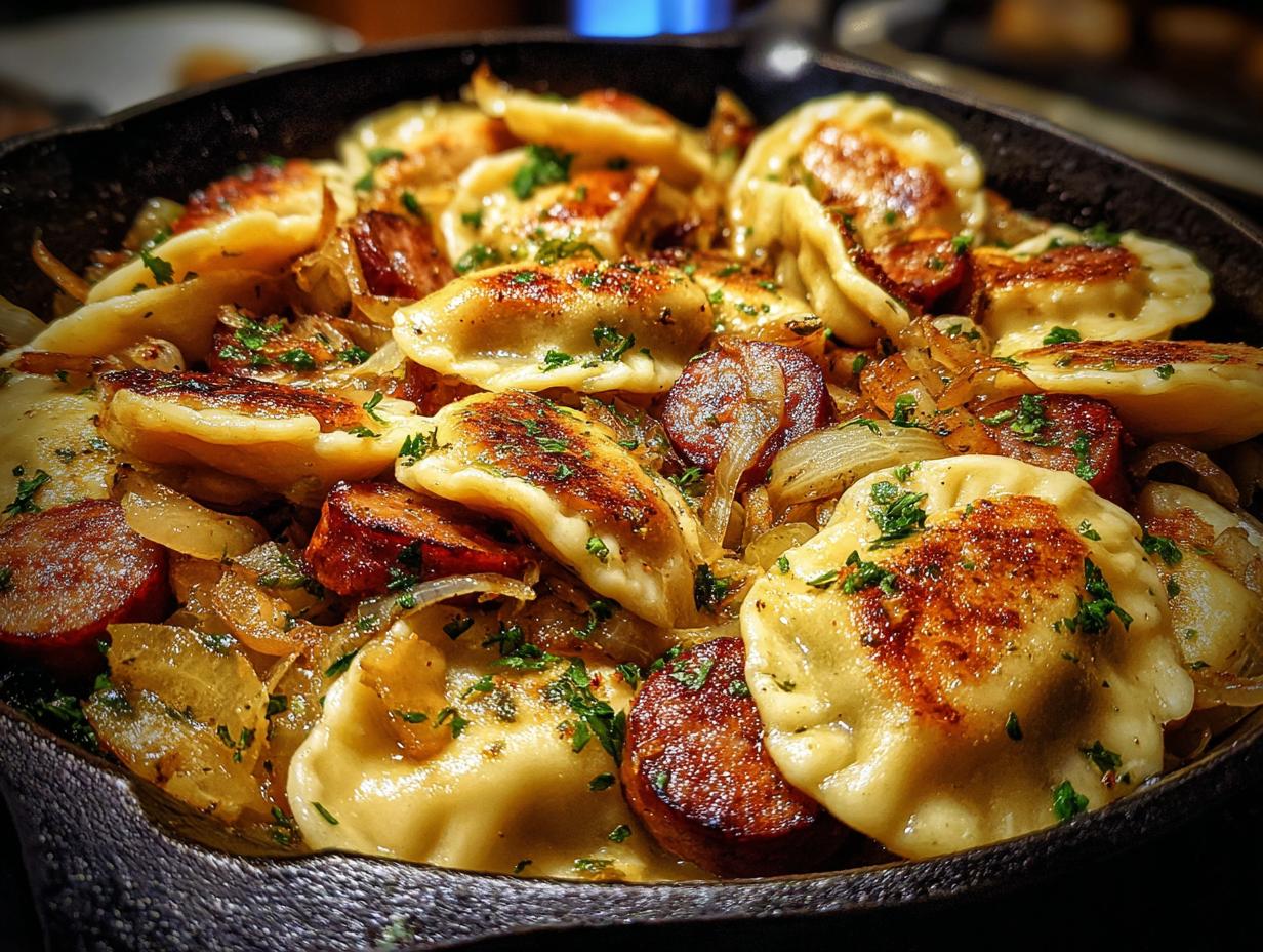 Easy Pierogies and Kielbasa Skillet