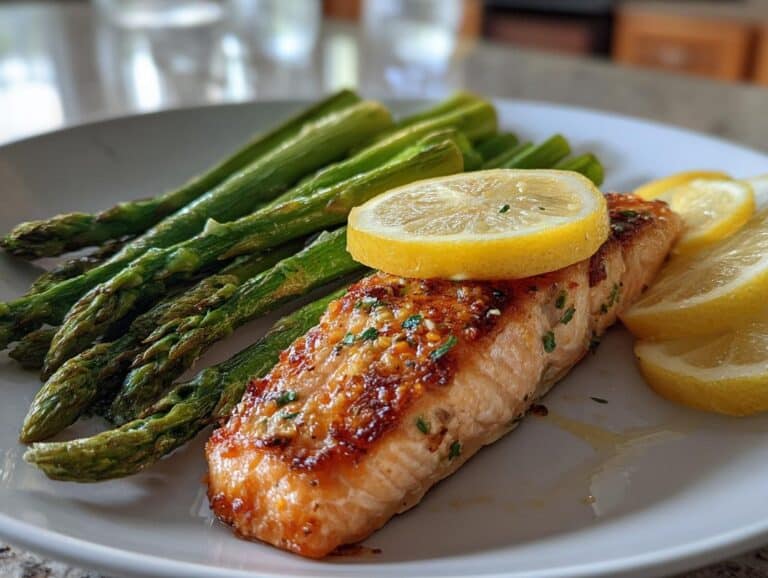 Sheet Pan Lemon Garlic Salmon & Asparagus