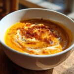 Spicy Carrot-Ginger Soup with Harissa