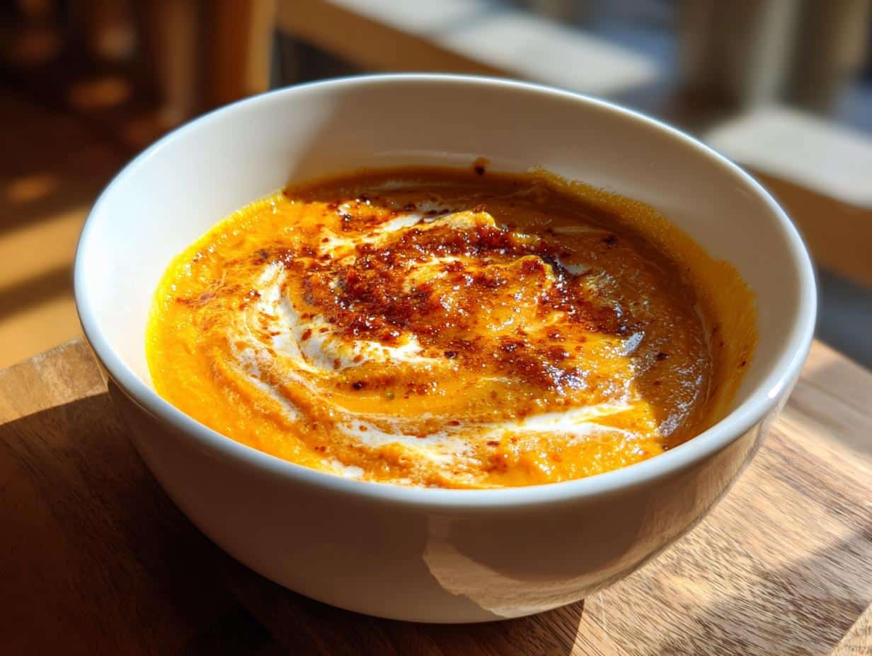 Spicy Carrot-Ginger Soup with Harissa