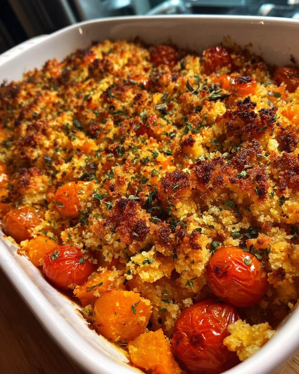 Butternut Squash & Cherry Tomato Crumble - detail 1