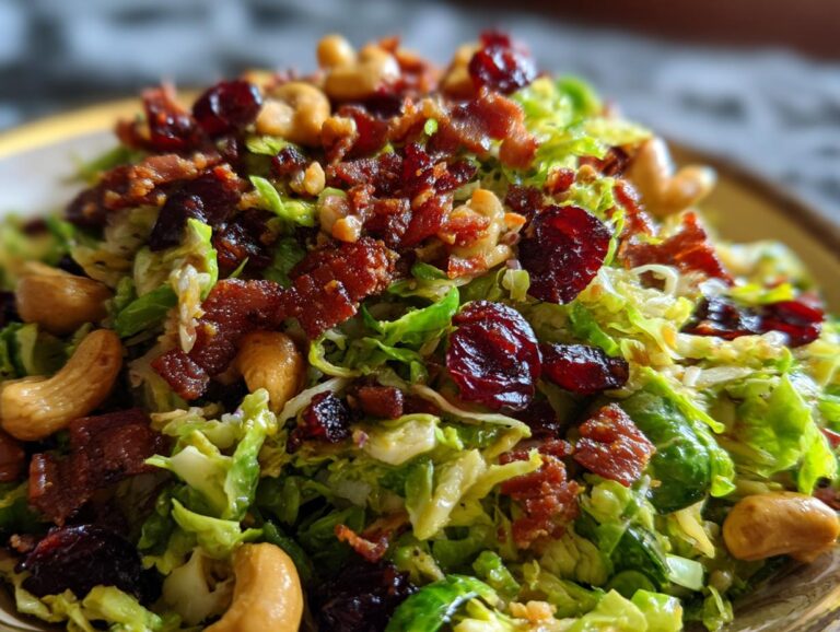 Shredded Brussels Sprout Candied Bacon Salad
